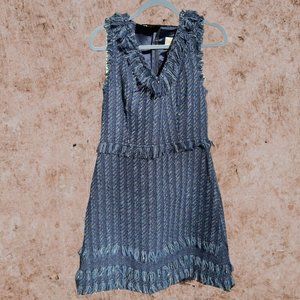 NEW Kate Spade Jasmeen Blue Metallic Wool Tweed Blend Sleeveless Dress Size 10